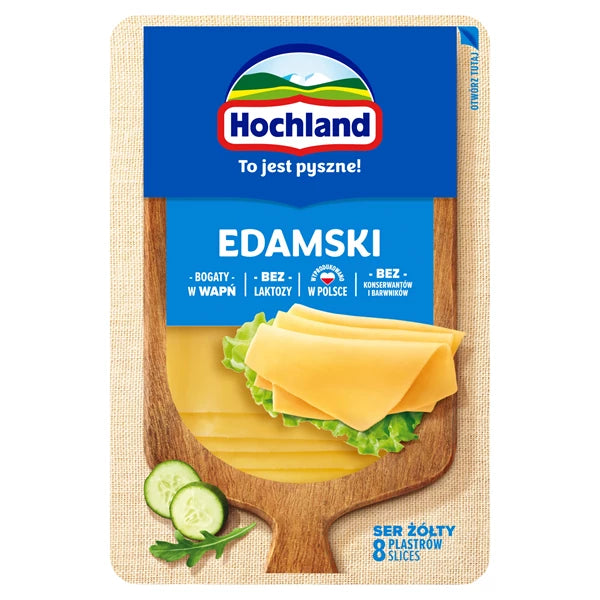 HOCHLAND - SER ŻÓŁTY EDAMSKI B/LAKTOZY 135G PLASTRY
