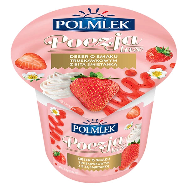 POLMLEK -POEZJA DESER LUX TRUSKAWKA Z BITĄ ŚMIETANĄ 180G O