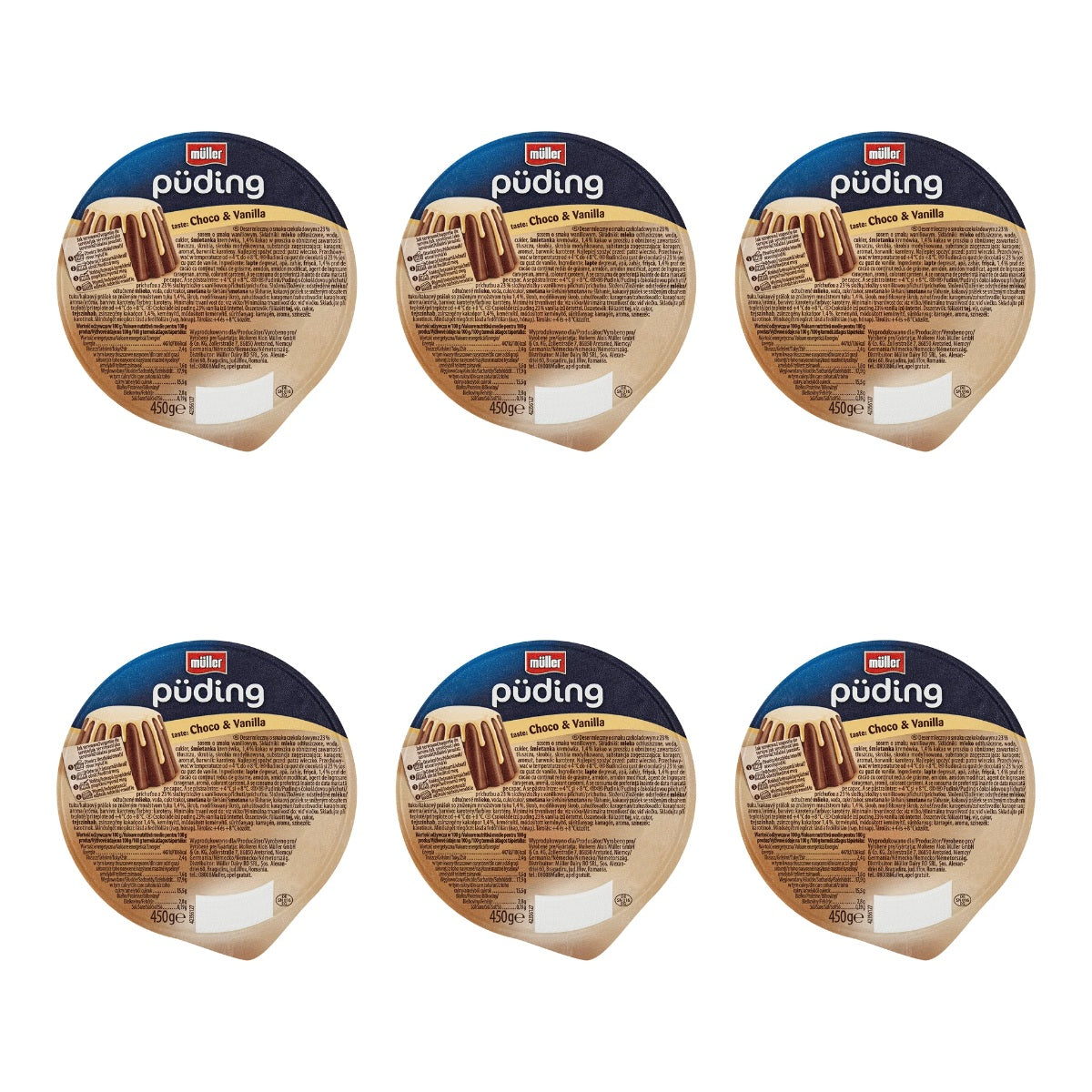 MULLER PUDDING CZEKOLADA WANILIA 450G