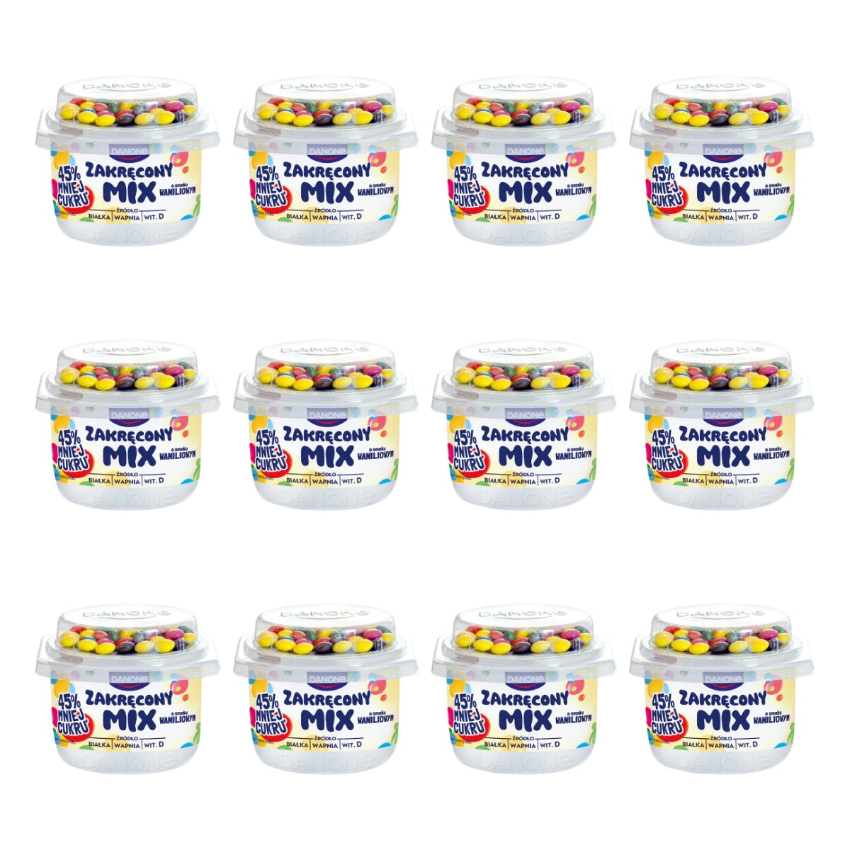 DANONE - JOGURT ZAKRĘCONY MIX 125G WANILIA+CUKIERKI CZEKOLAD