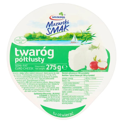 MLEKPOL - MAZURSKI SMAK TWARÓG KRĄŻEK PÓŁTŁUSTY 275G