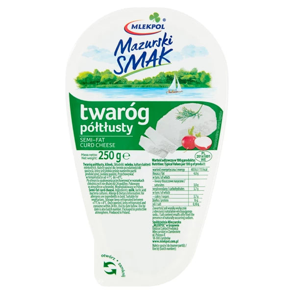 MLEKPOL - MAZURSKI SMAK TWARÓG KLINEK PÓŁTUSTY 250G