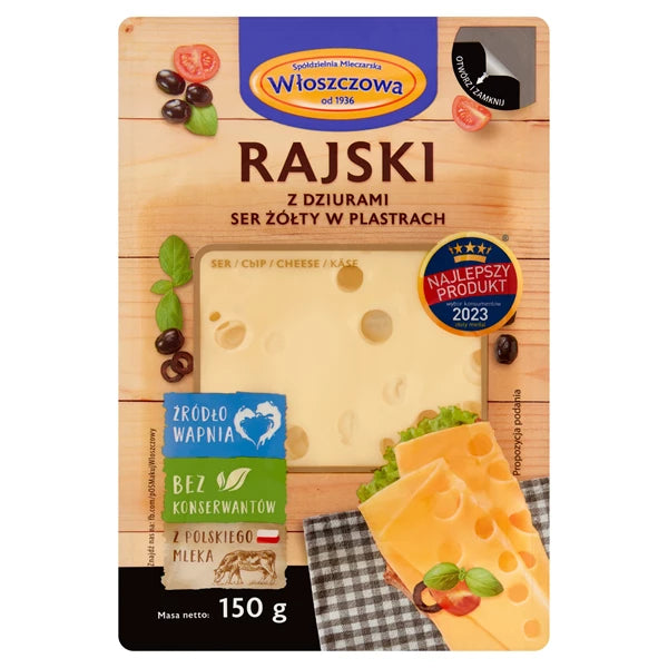 WŁOSZCZOWA - SER PLASTRY RAJSKI Z DZIUR. 150G