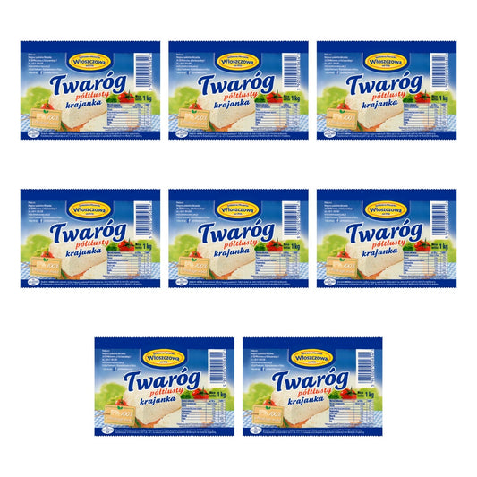 WŁOSZCZOWA - TWARÓG  PÓŁTŁUSTY KRAJANKA 1KG
