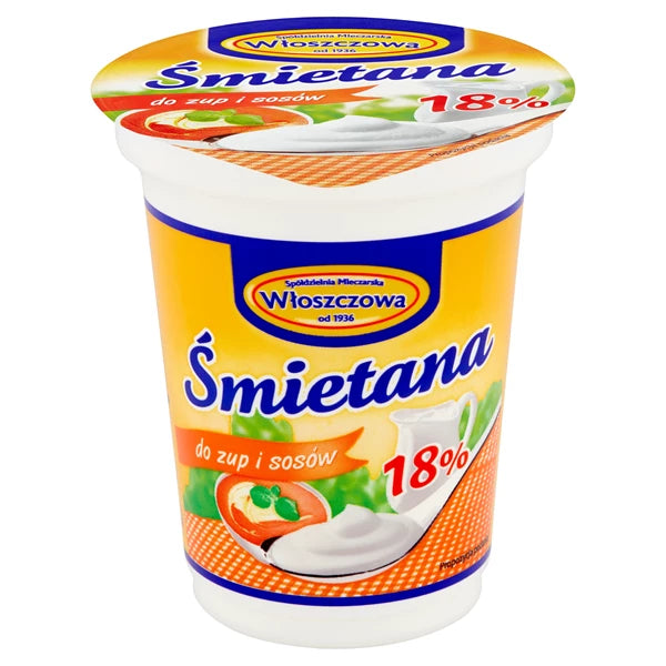 WŁOSZCZOWA - ŚMIETANA 18% 330G KUBEK