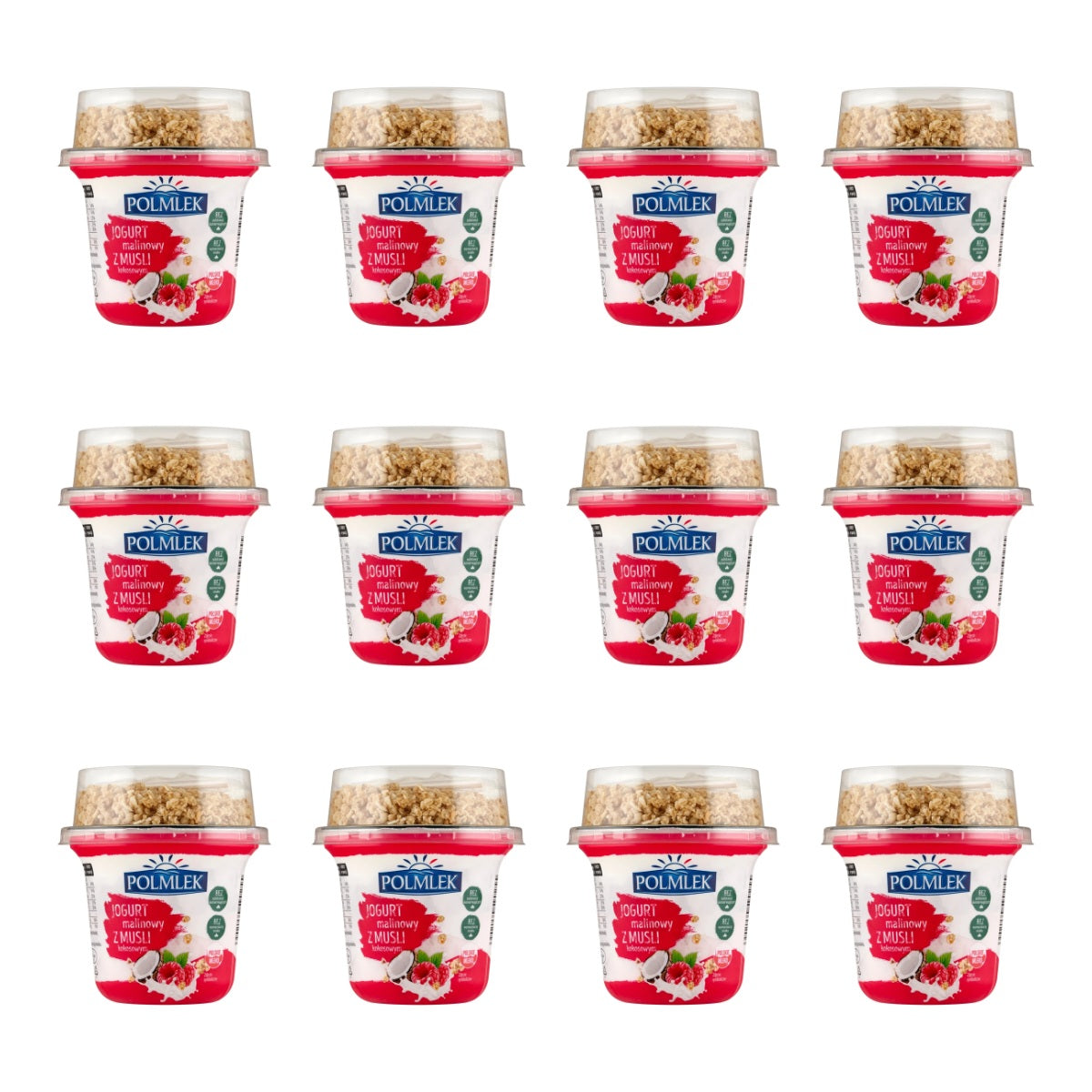 POLMLEK - JOGURT MALINOWY Z MUSLI KOKOSOWYM  210G