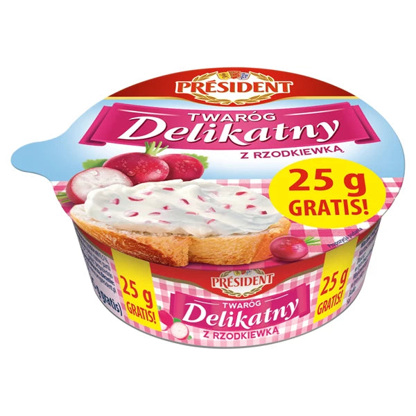 LACTALIS - PRESIDENT TWARÓG 175G DELIKATNY Z RZODKIEWKĄ