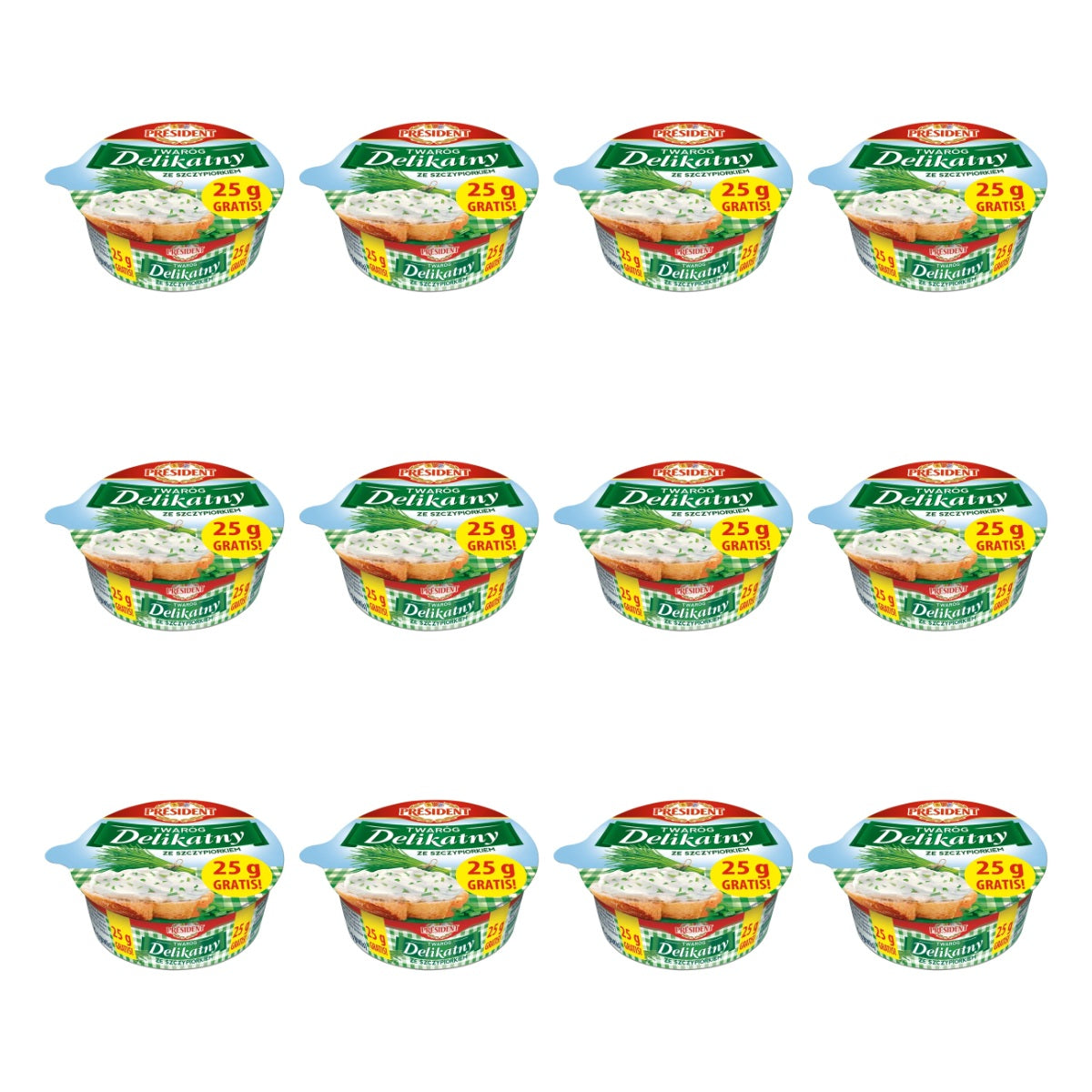 LACTALIS - PRESIDENT TWARÓG 175G DELIKATNY ZE SZCZYPIORKIEM