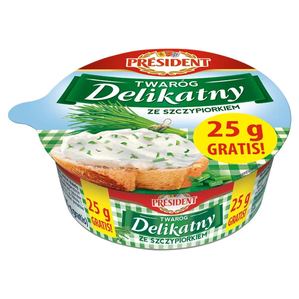 LACTALIS - PRESIDENT TWARÓG 175G DELIKATNY ZE SZCZYPIORKIEM