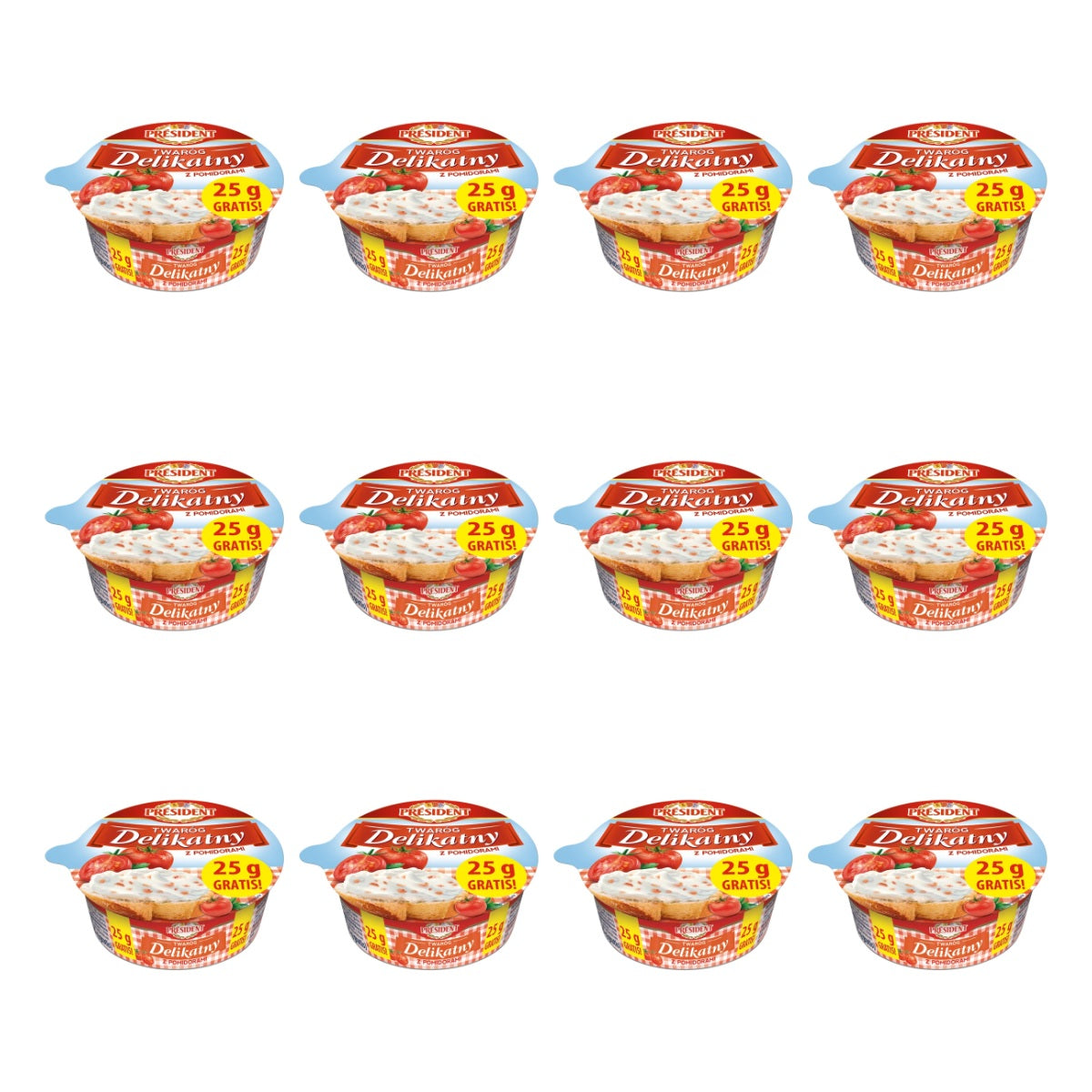 LACTALIS - PRESIDENT TWARÓG 175G DELIKATNY Z POMIDORAMI