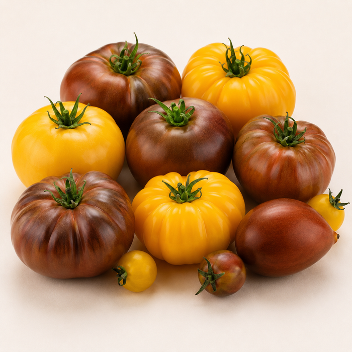 Yellow and brown tomatoes – colorful seasonal tomatoes